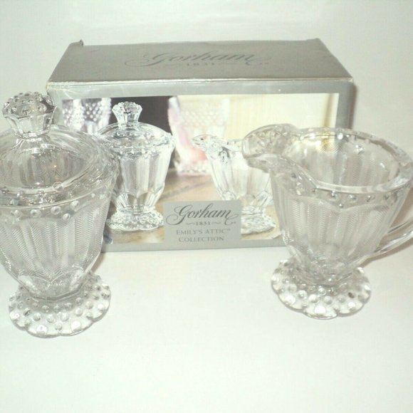 NEW Gorham Germany Clear Sugar & Creamer Emily's Attic Collection Set in Box - Picture 1 of 3